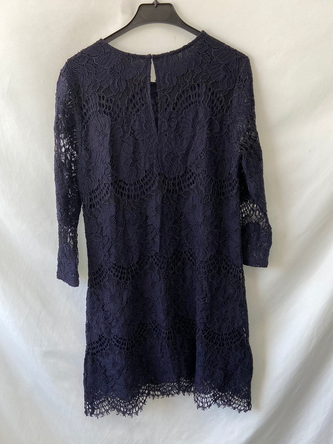 H&M. Vestido encaje azul T.40