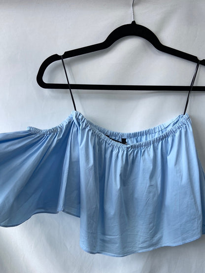 ZARA.Top azul hombros T.S