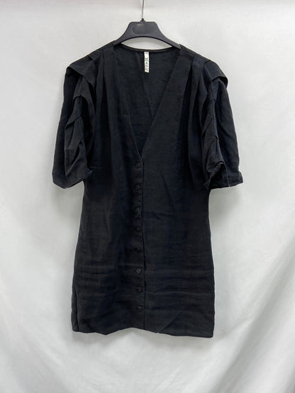 ZARA.Vestido corto negro abotonado T.S