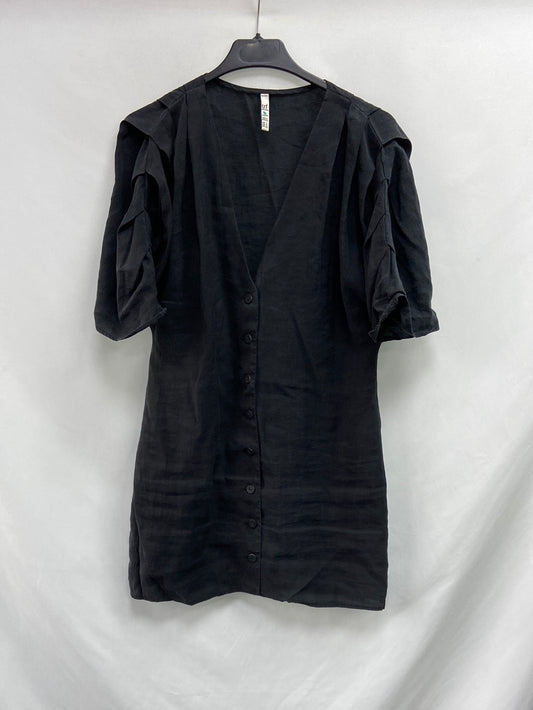 ZARA.Vestido corto negro abotonado T.S
