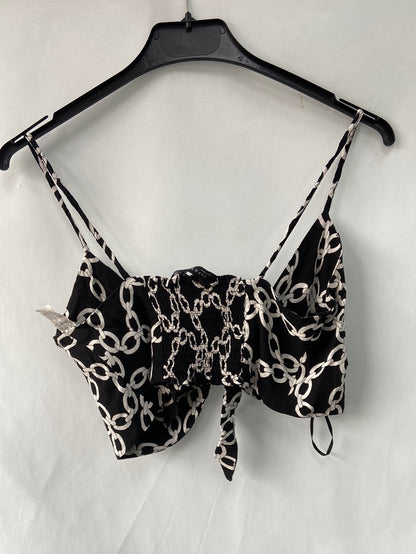 ZARA.Croptop negro cadenas T.XS-S