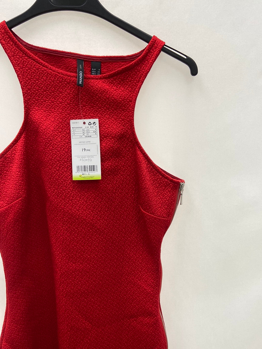 MANGO.Vestido rojo halter T.S