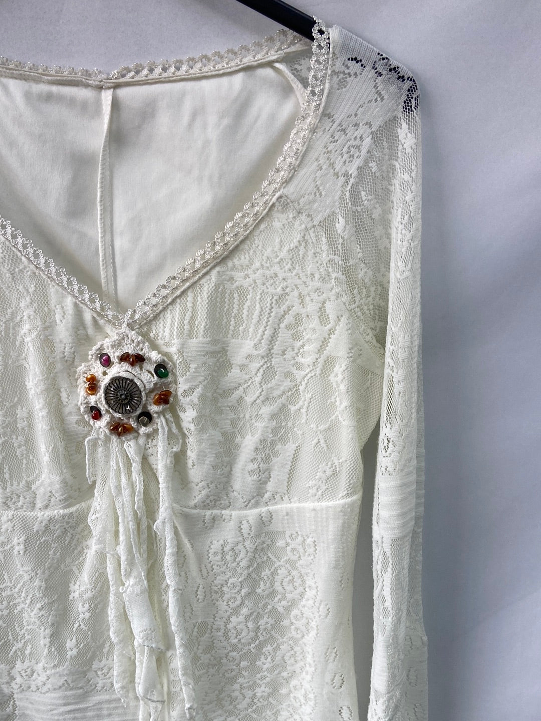 OTRAS.Top blanco roto encaje T.m