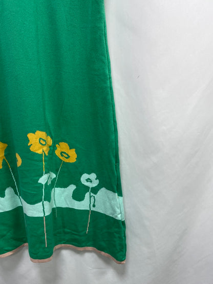 OTRAS. Vestido midi  punto verde T.m/l