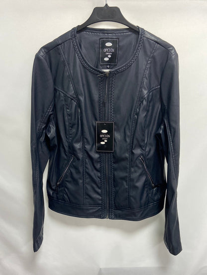 OPCIÓN CONCEPT.Chaqueta polipiel azul T.44(L)