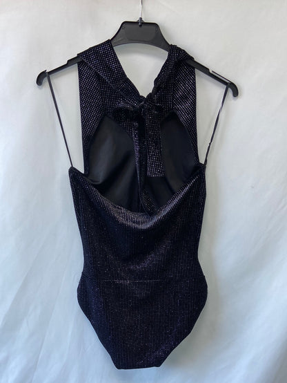 MANGO:Body negro y plateado T.S