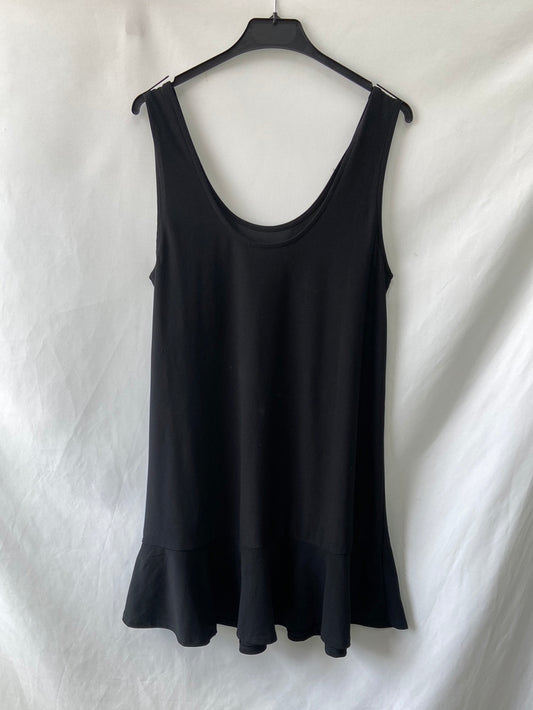 MANGO. Vestido negro acabado volantes T.m