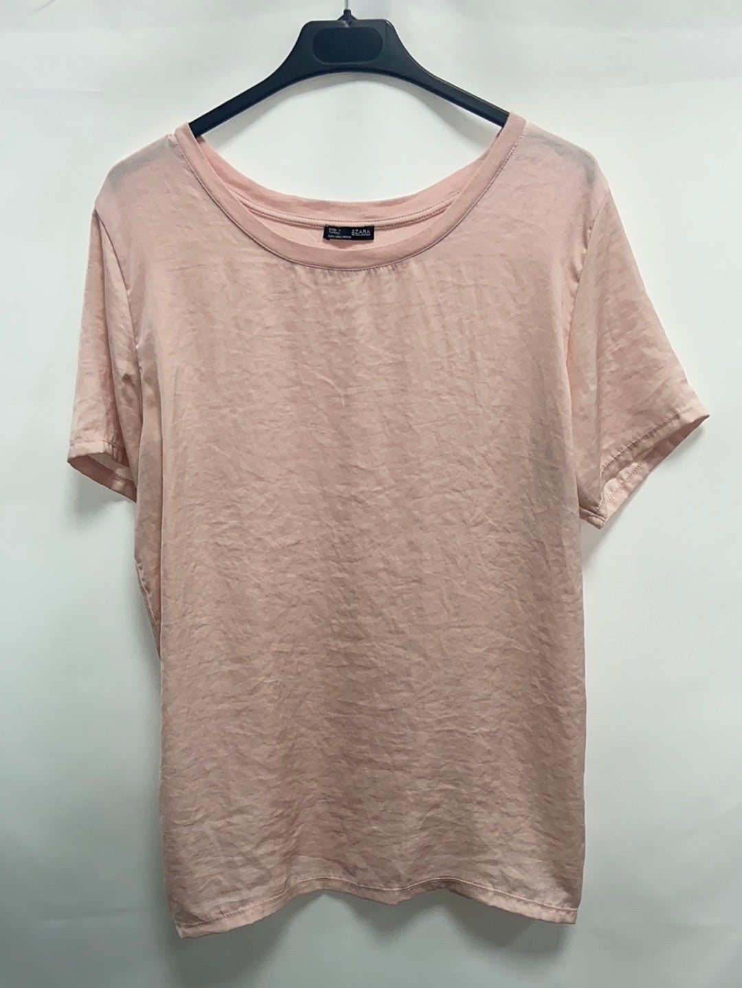 ZARA. Camiseta básica rosa doble textura T.s