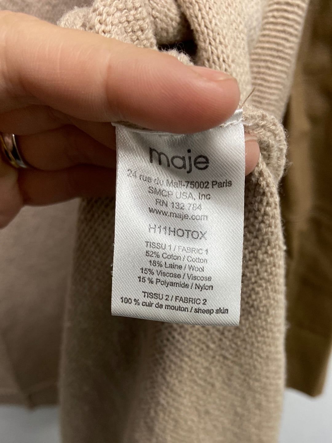 MAJE. Beige cardigan with Ts/m sleeves