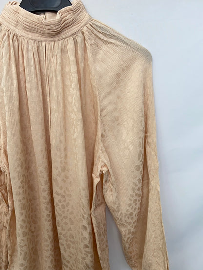MASSIMO DUTTI.Blusa beige animal print T.m