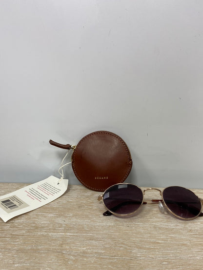 SEZANE. Monedero mini camel de piel