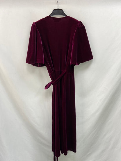 VENENO EN LA PIEL.Vestido largo burdeos terciopelo T.38