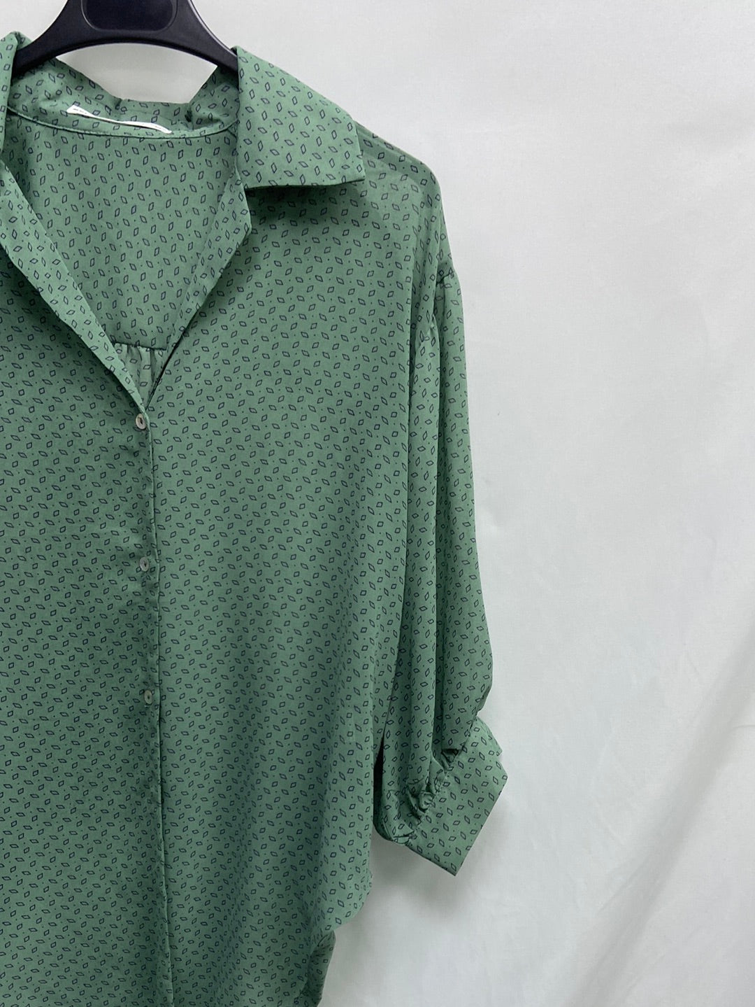 MULAYA. Blusa verde rombos T.m
