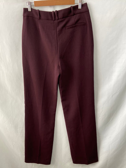 MANGO. Pantalón burdeos palazzo T.38