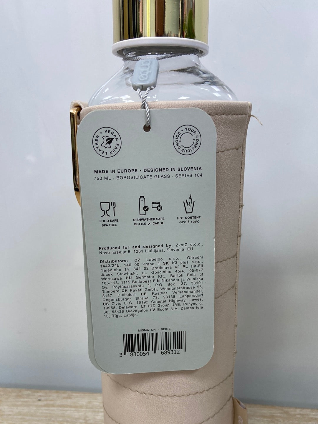 EQUA.Botella cristal agua funda rosa