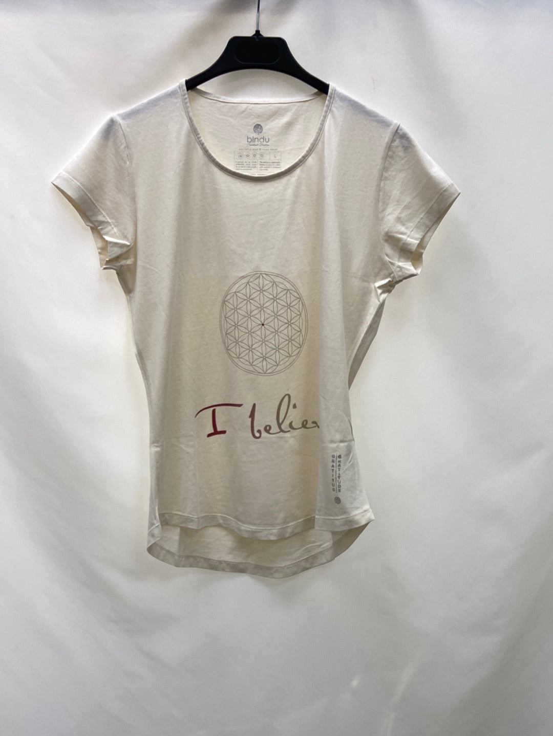BINDU. Beige T-shirt with drawing Tl