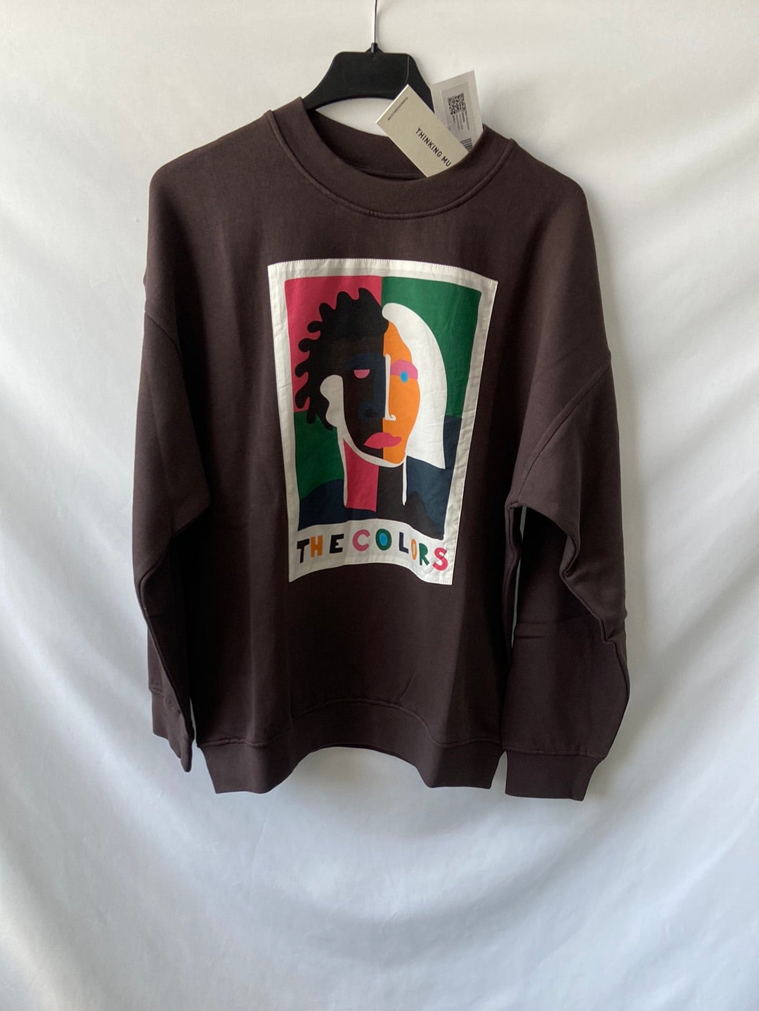 THINKING MU. Sudadera marrón dibujo  T.s