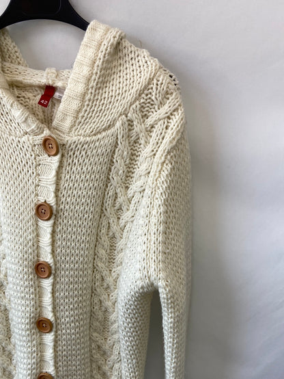 H&M.Cárdigan beige largo botones T.42 (m/l)