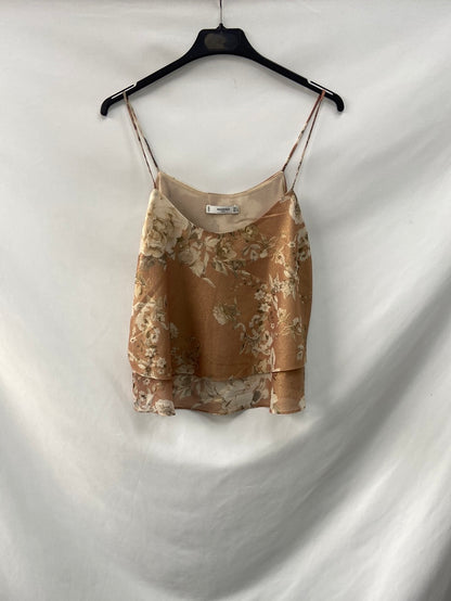 MANGO.Top flores hilos dorados T.s