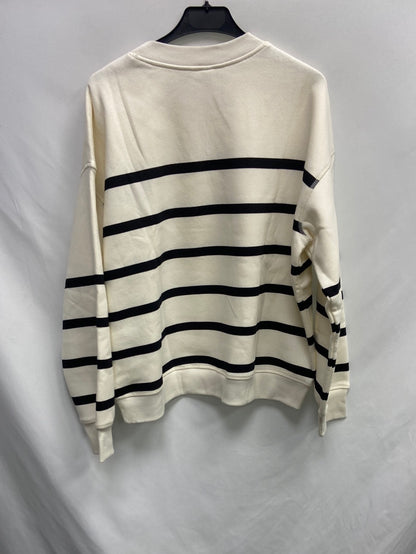 H&M.Sudadera beige rayas T.M