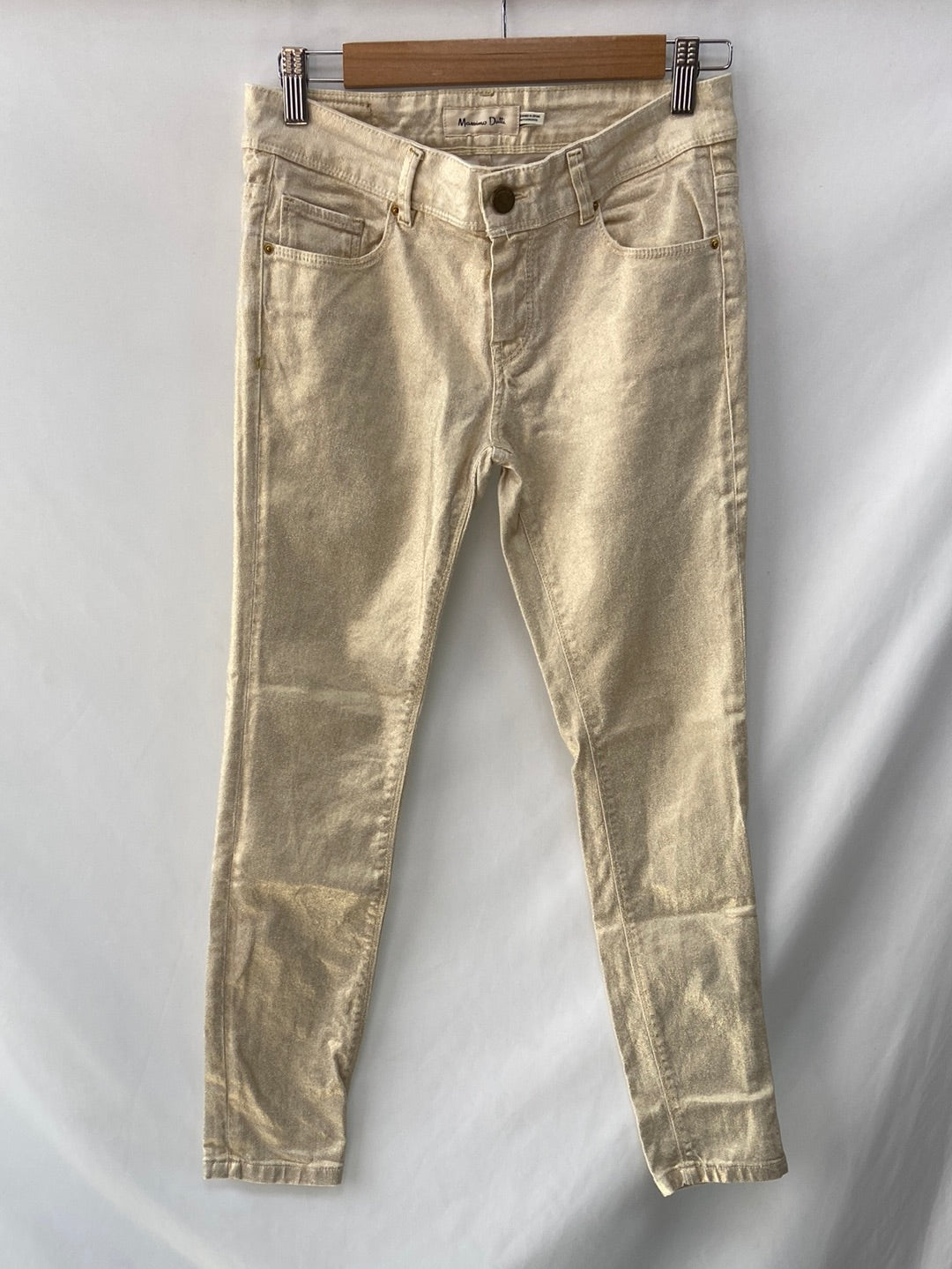 MASSIMO DUTTI.Pantalones denim dorados T.s