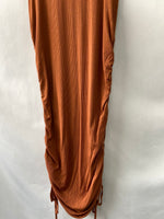 OTRAS.Vestido marrón fruncido punto TU(s)