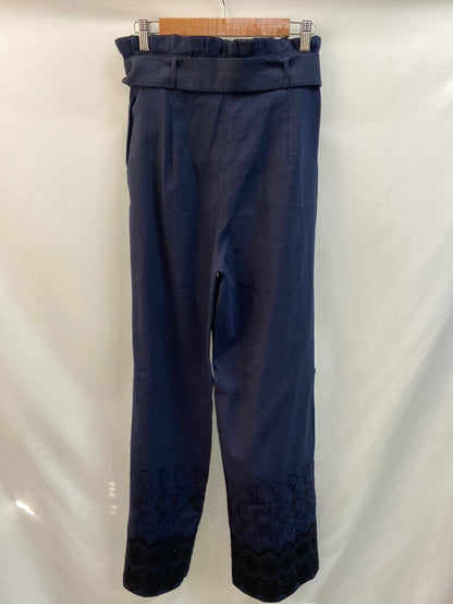UTERQÜE.Pantalones palazzo lino azules T.m