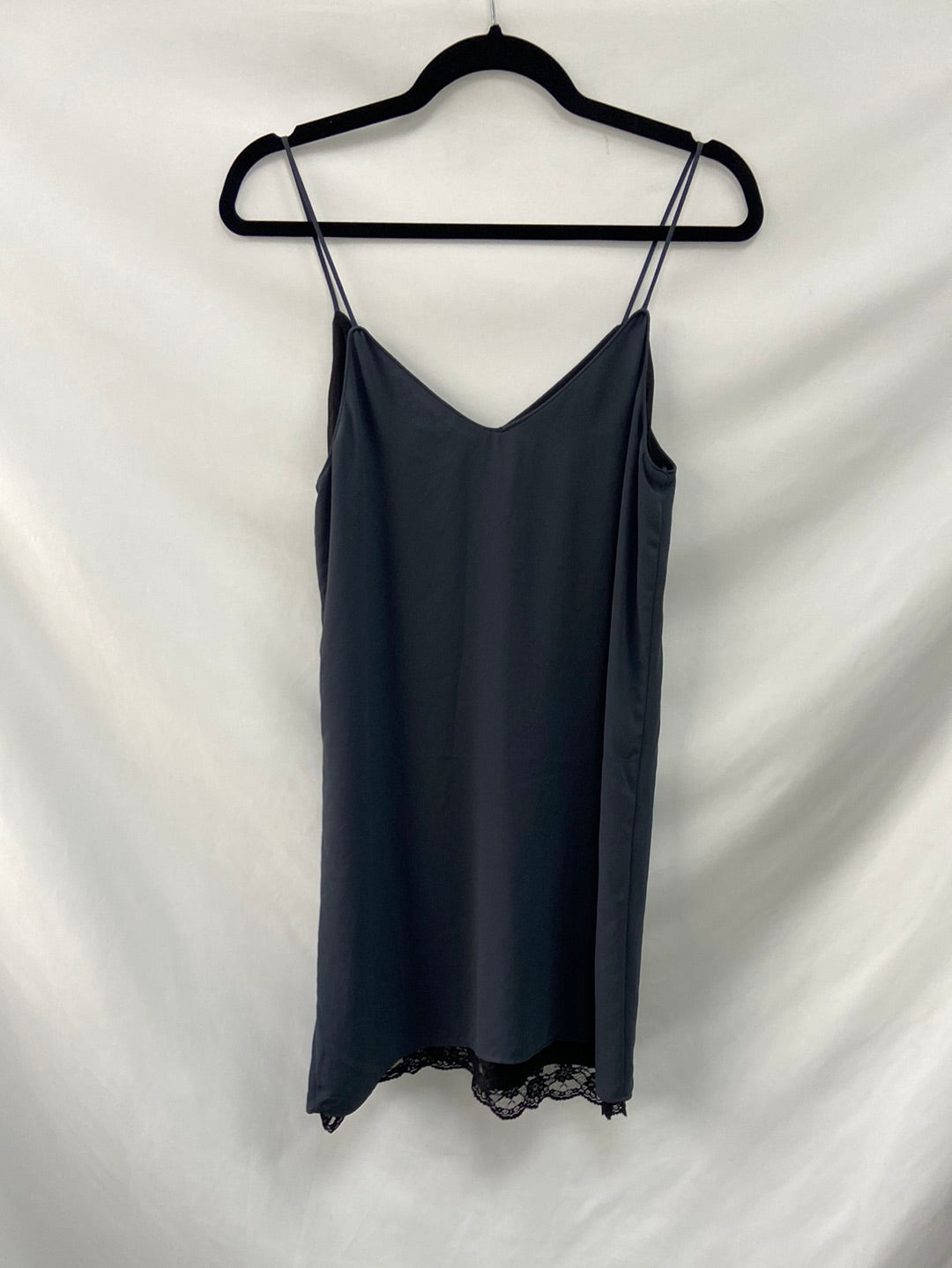 ZARA.Vestido gris lencero T.m