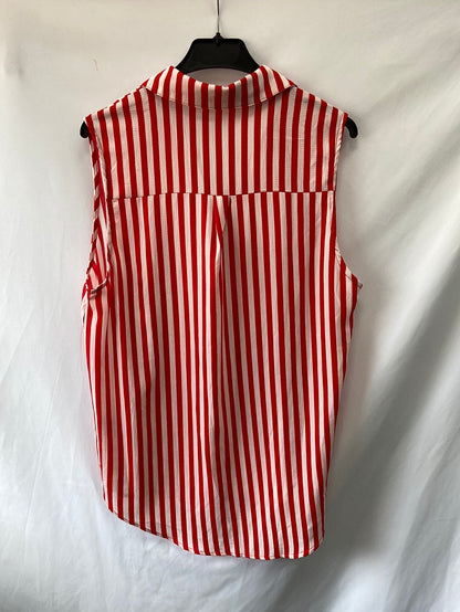 OTHERS. Red and white striped sleeveless blouse TS/M
