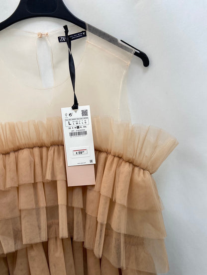 ZARA. Vestido rosa tull T.L