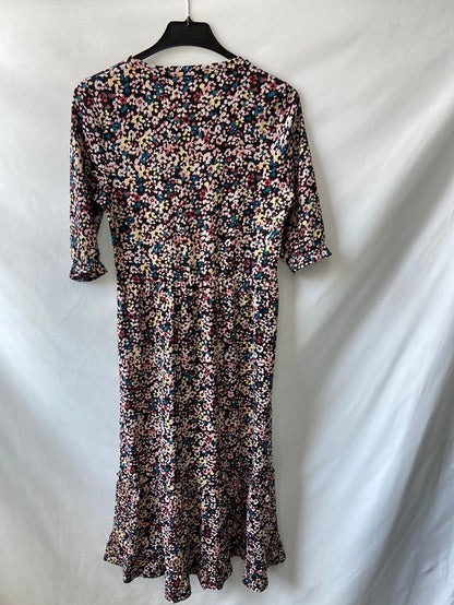 MANGO.Vestido midi Flores T.XS