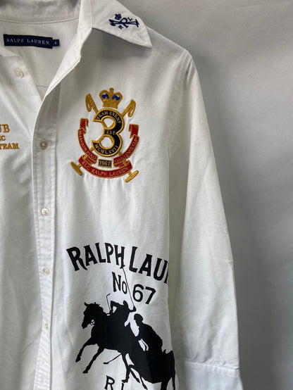 RALPH LAUREN.Camisa blanca parches T6(s)