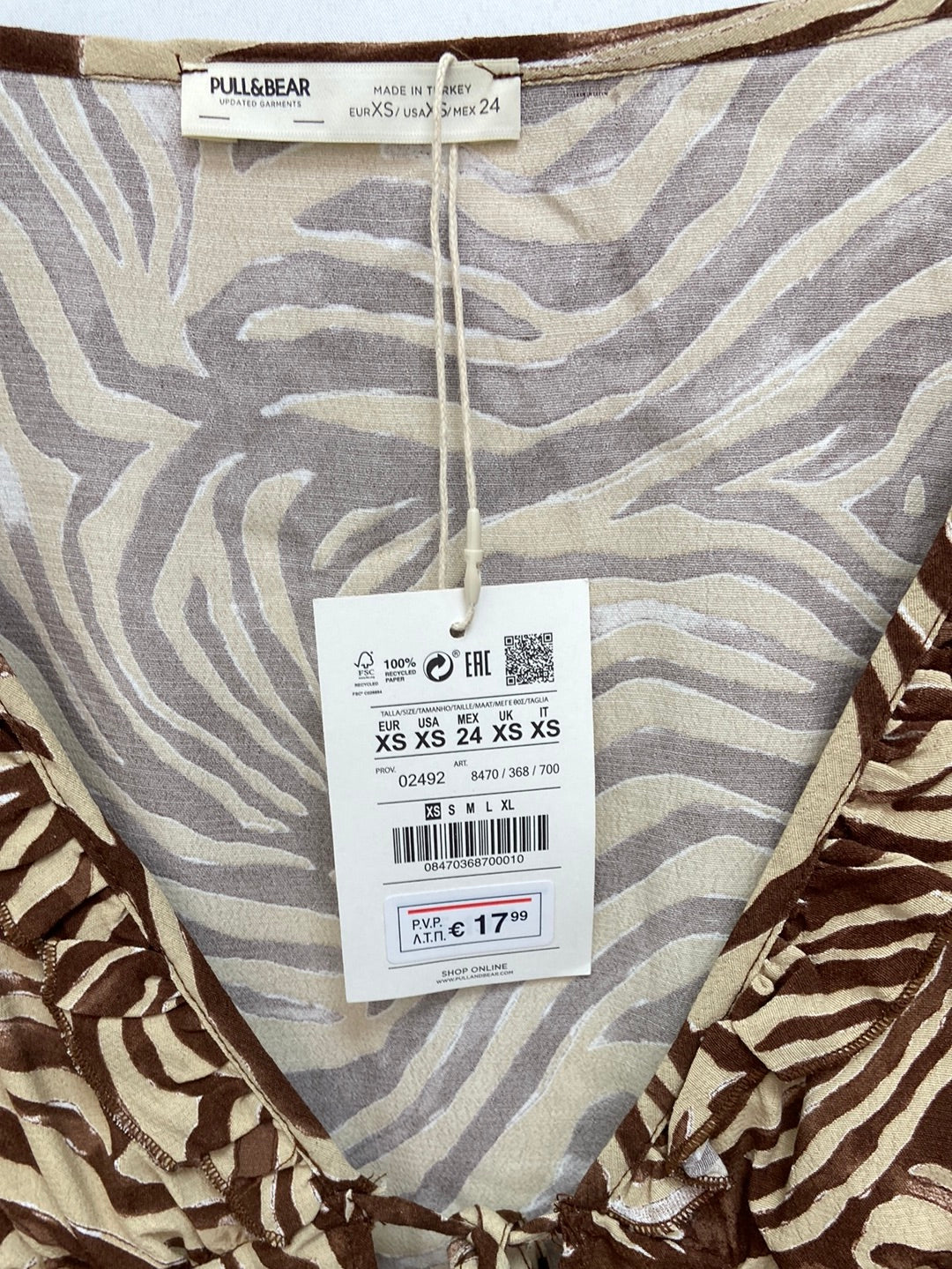 PULL&amp;BEAR.Top animal print T.XS