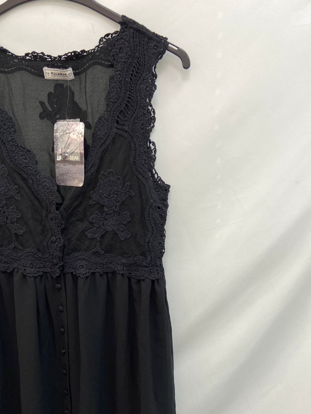 PULL&BEAR.Vestido doble textura botones T.s