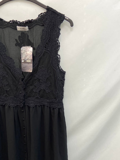 PULL&BEAR.Vestido doble textura botones T.s