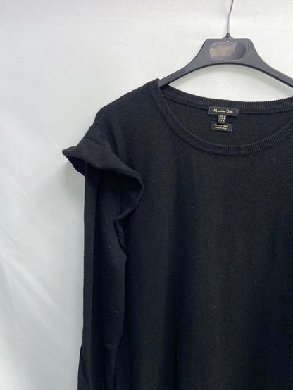 MASSIMO DUTTI. Jersey negro volantes T.m