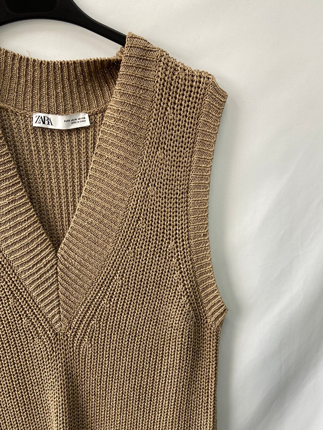 ZARA.Jersey largo/Vestido punto camel T.S