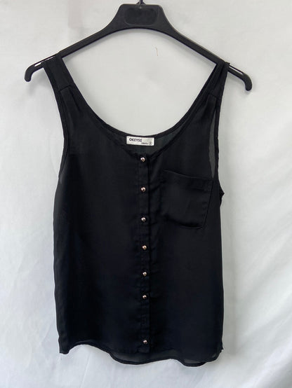 OKEYSI.Top/blusa negra botones T.s