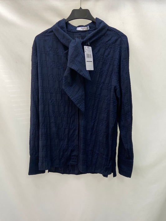 MANGO.Camisa azul lazada T.M