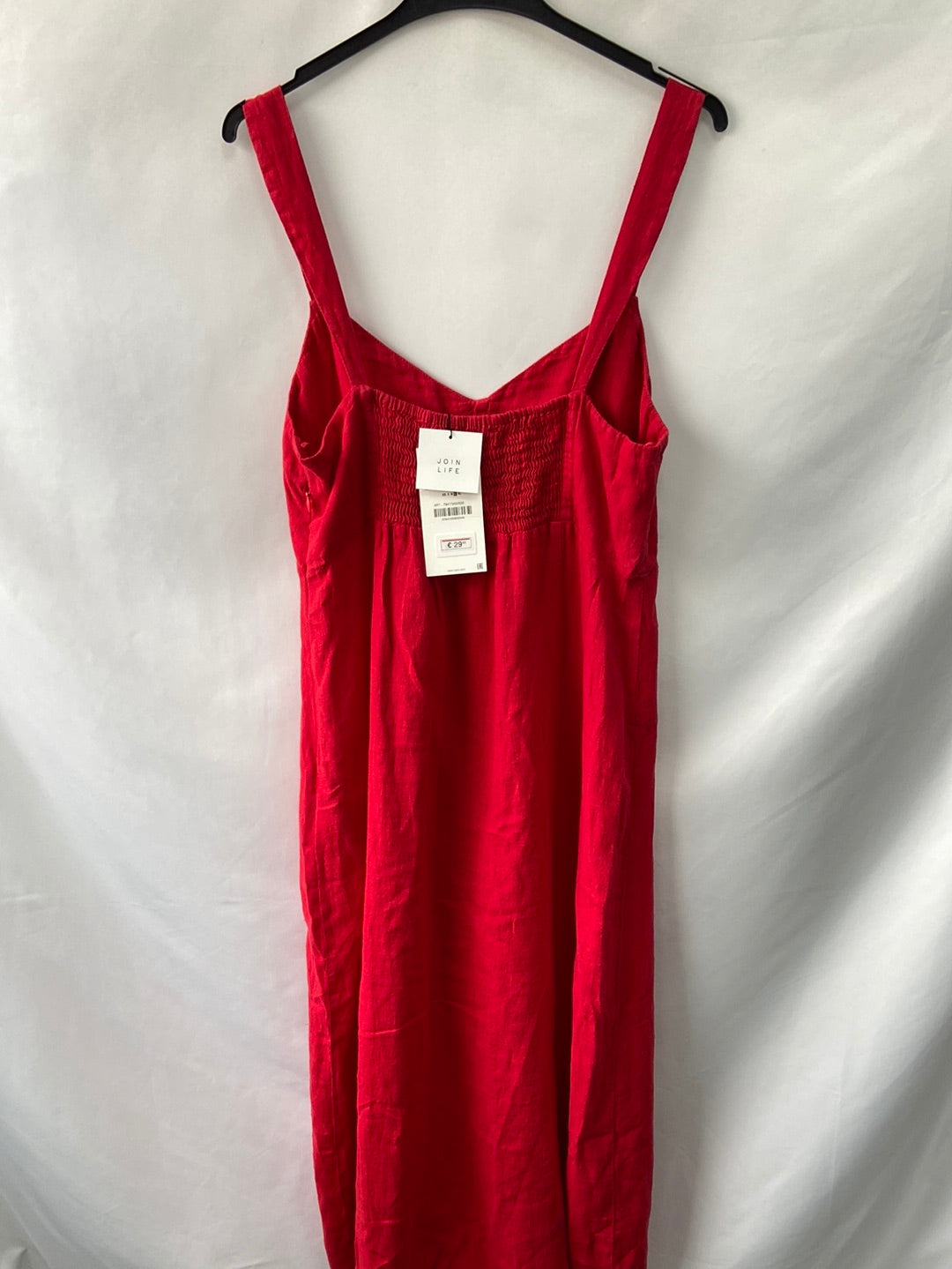 ZARA.Vestido rojo largo Lino T.L