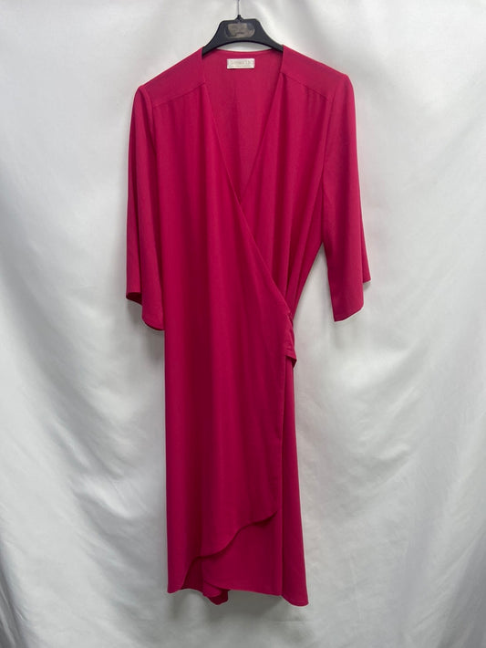 BIMANI13. Vestido midi rosa cruzado T.l