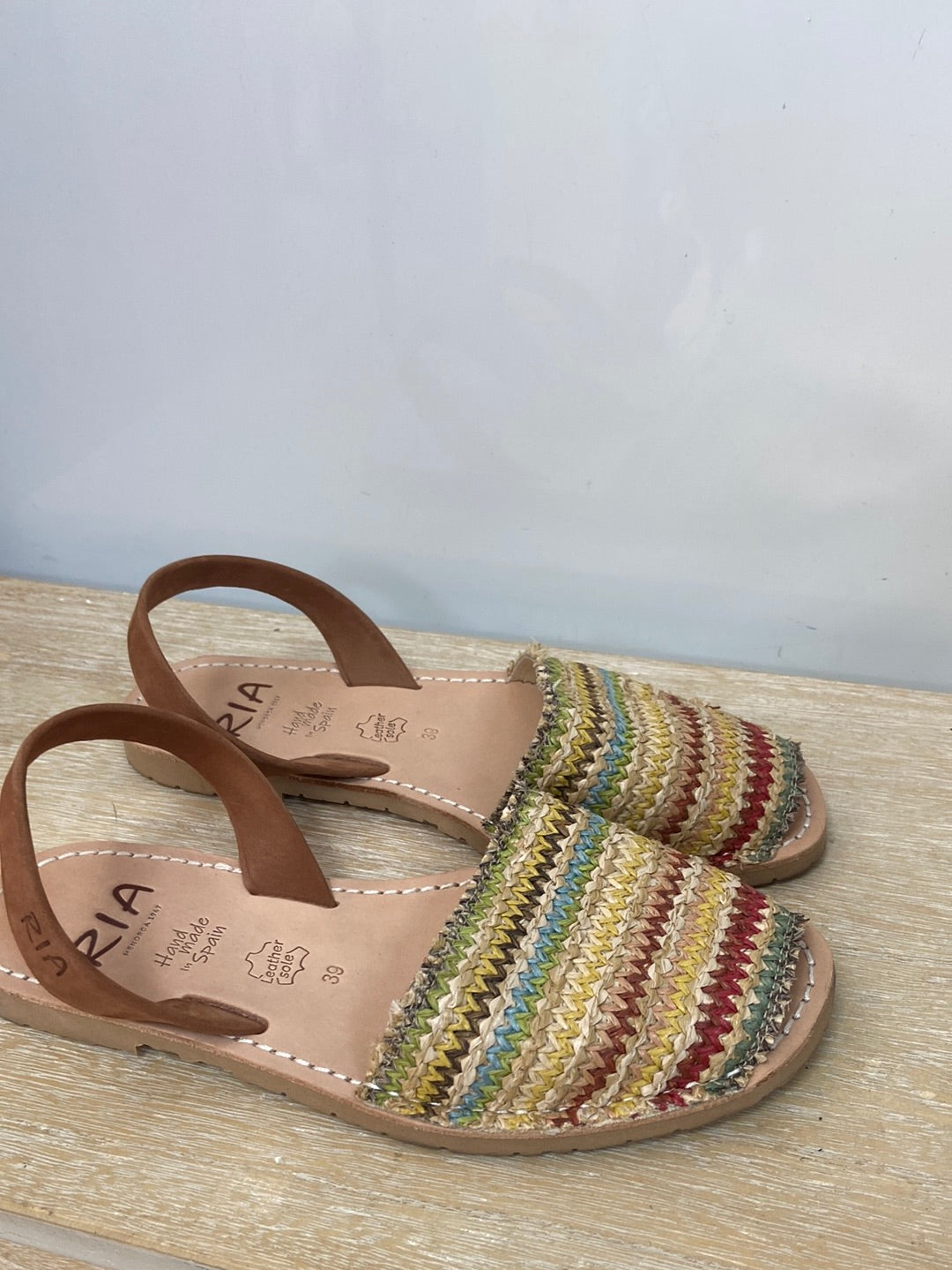 RIA.Menorcan raffia leather sandals S.39