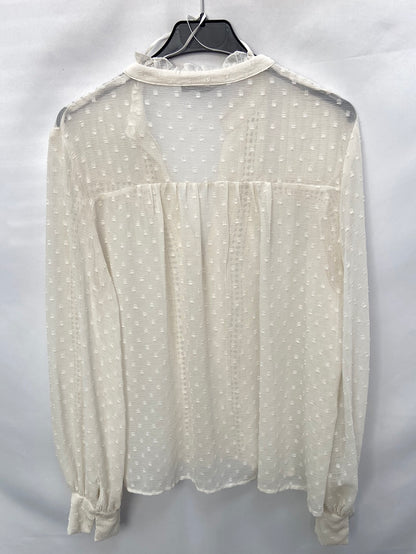 ZARA.Blusa blanca plumeti encaje T.XS