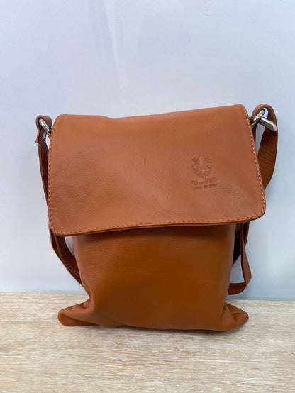 VERA PELLE.Bolso piel marrón