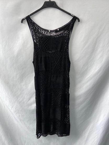 OTRAS.Vestido negro doble textura T.M