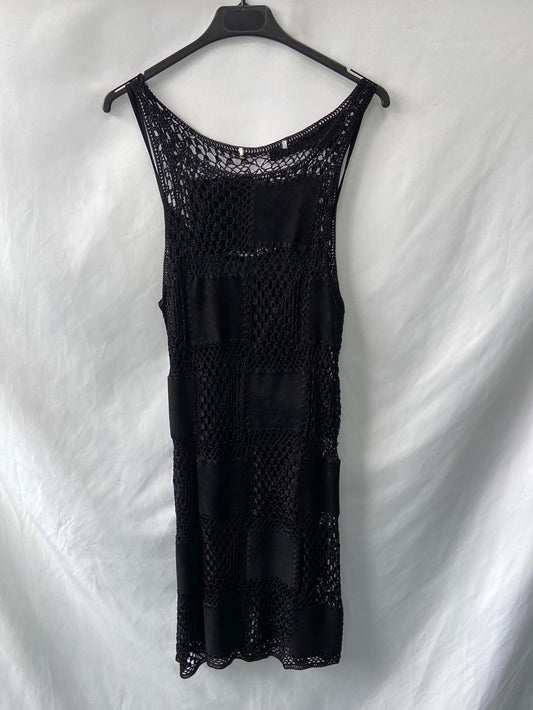 OTRAS.Vestido negro doble textura T.M