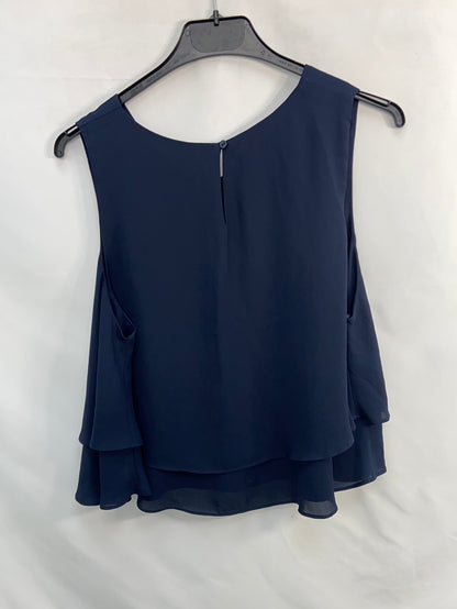 ZARA. Navy blue layered blouse TL