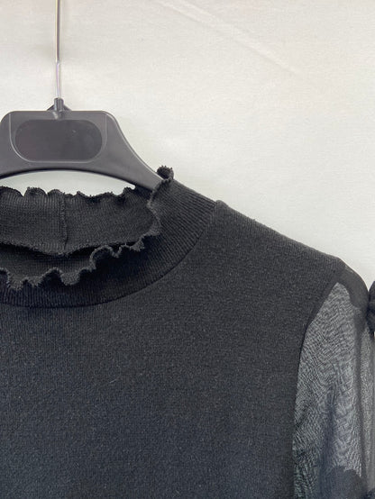 OTRAS.Top negro doble textura T.S