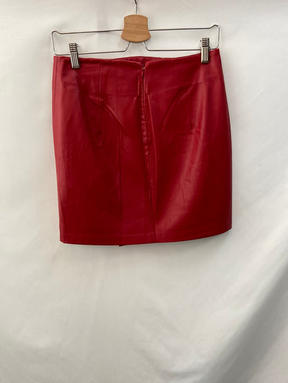 BERSHKA.Red leatherette skirt Tm