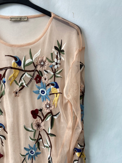 ZARA.Top rejilla bordado T.S